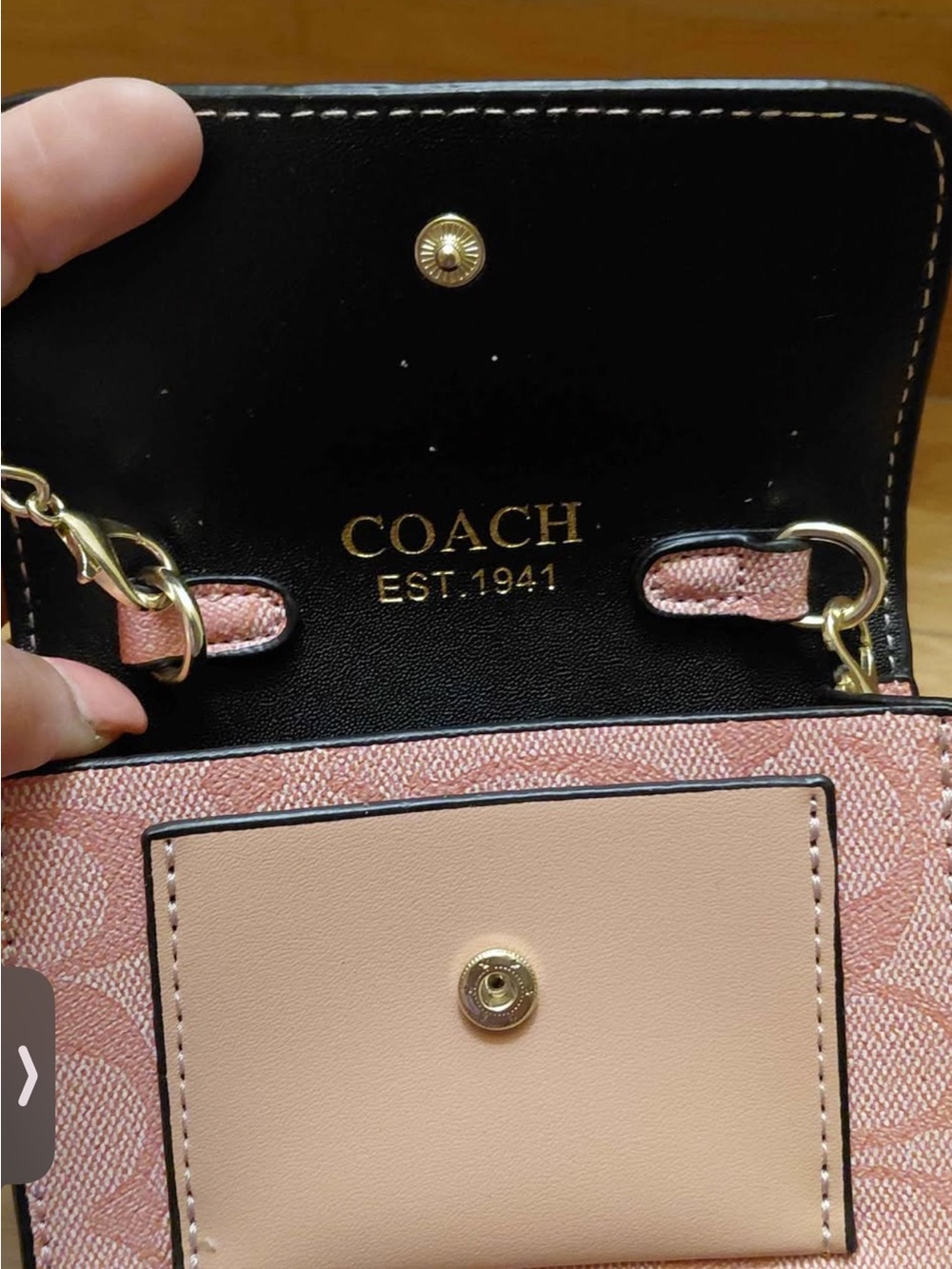 Coach Mini Wallet on Chain in Signature Canvas, full inclusion w/ box & dusty - Picture 3 of 13